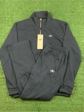 Alo Navy Quarter-Zip Tracksuit Set